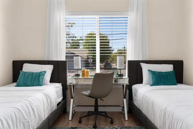 a view of a room with racks on the wall