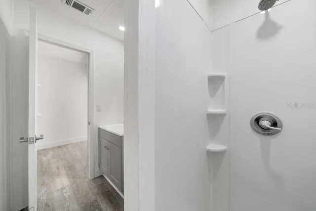 a bathroom with a shower
