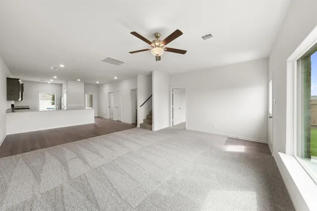 a view of kitchen with wooden floor