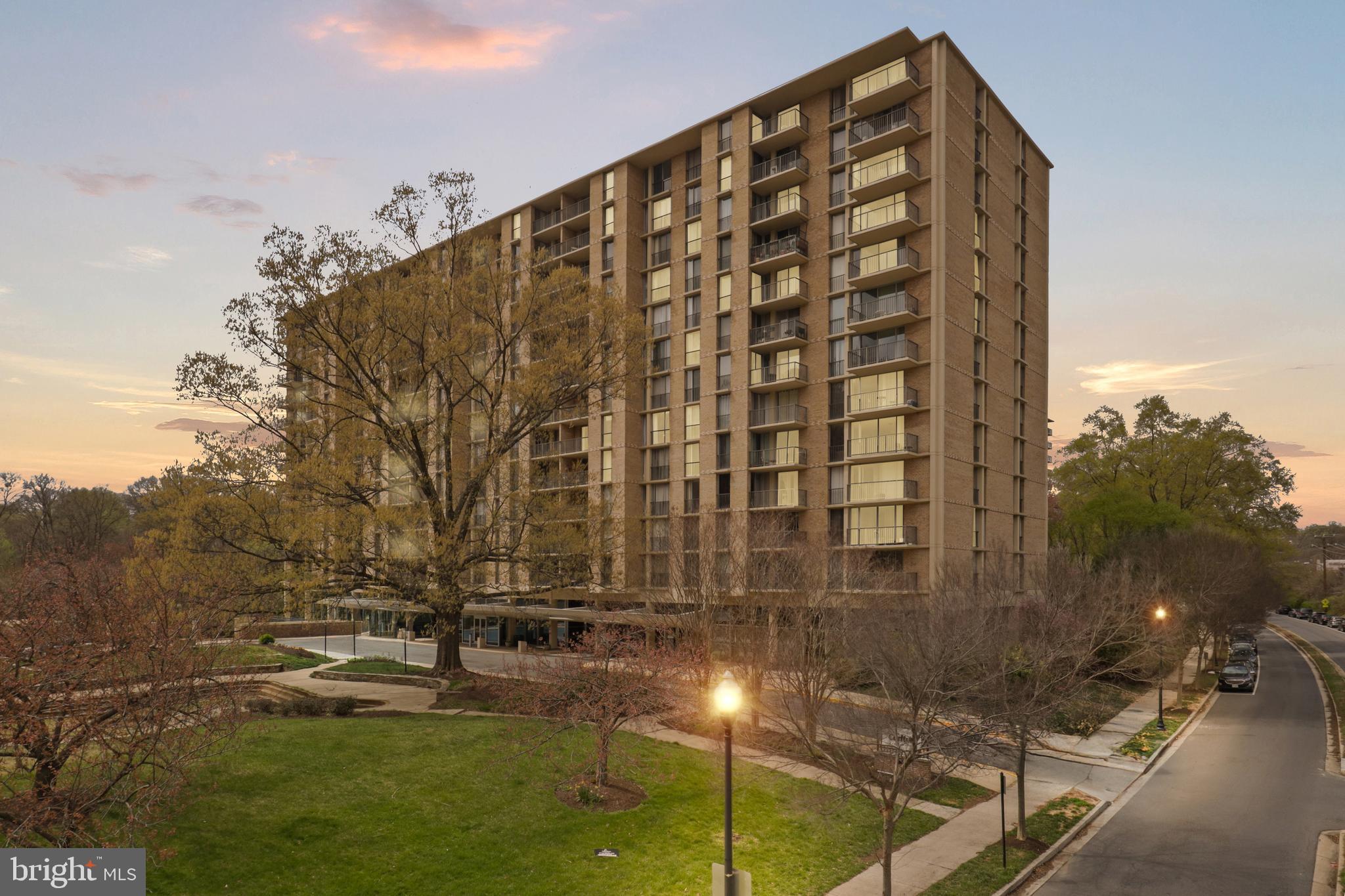 a view of tall building