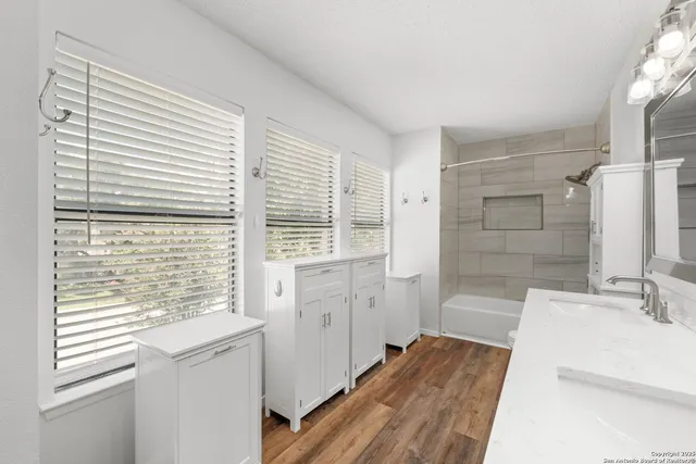 a bathroom with a sink and a bathtub