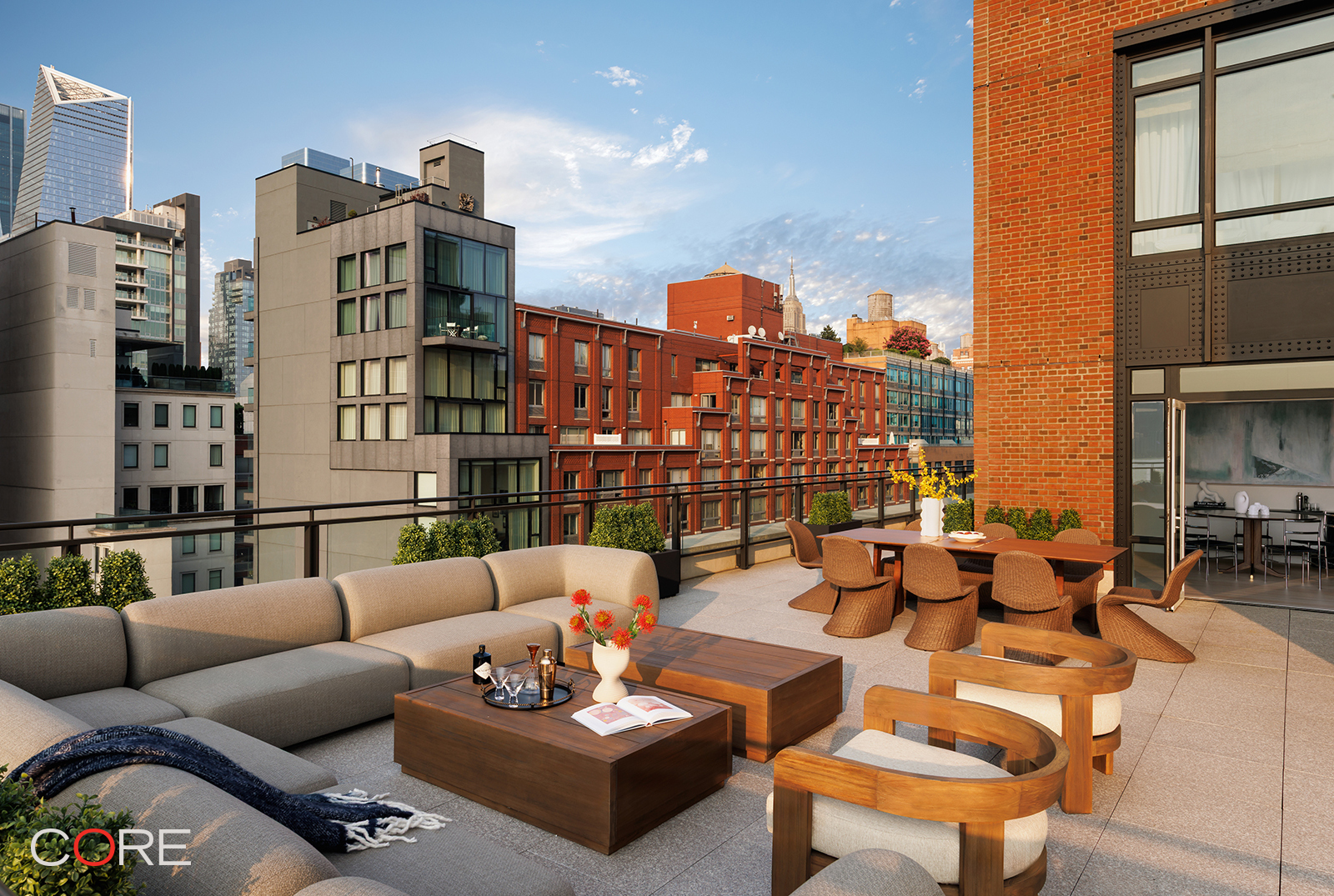 555 West 22nd Street, Unit 11AW Manhattan, NY 10011 - Photo 14 of 15 a balcony with furniture and view of city view