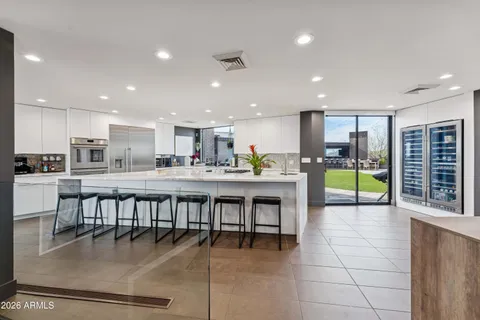 a kitchen with lots of counter top space
