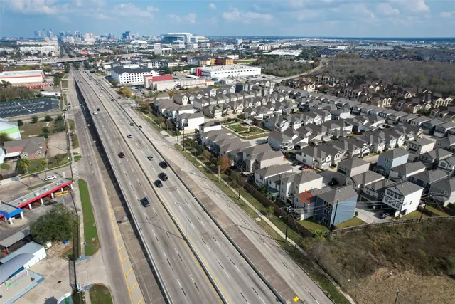 an aerial view of a city