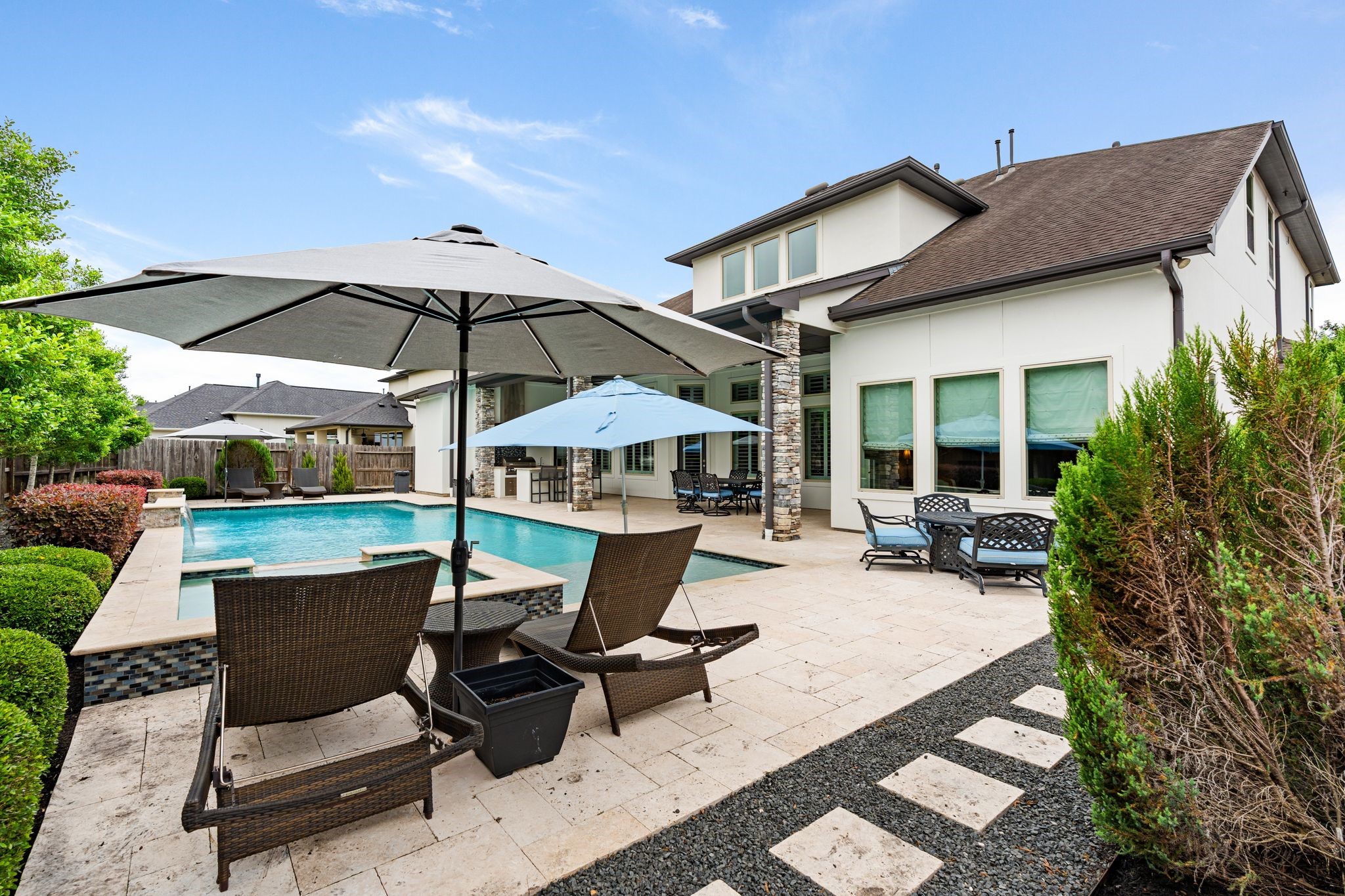2926 Fairmont Ridge Lane Katy, TX 77494 - Photo 47 of 49 a view of backyard with seating space and wooden floor