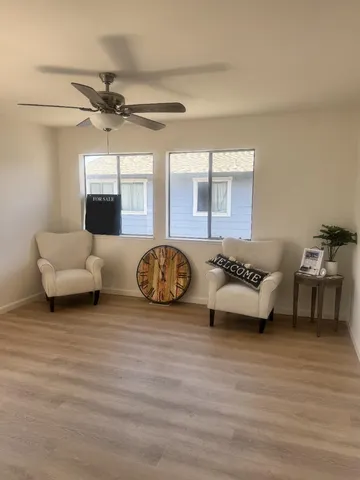 a living room with furniture