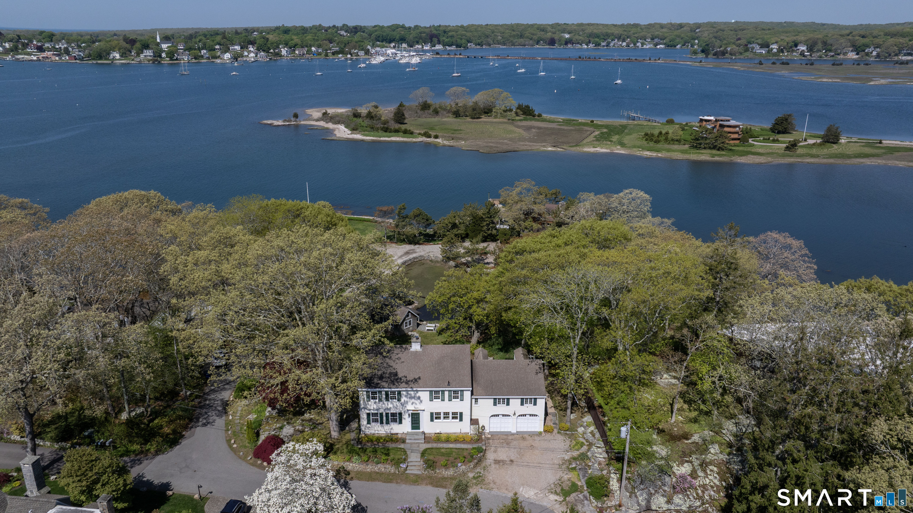32 Money Point Road Stonington, CT 06355 - Photo 39 of 40 an aerial view of a houses with ocean view