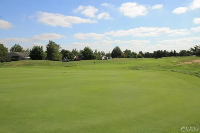 a view of field with an trees