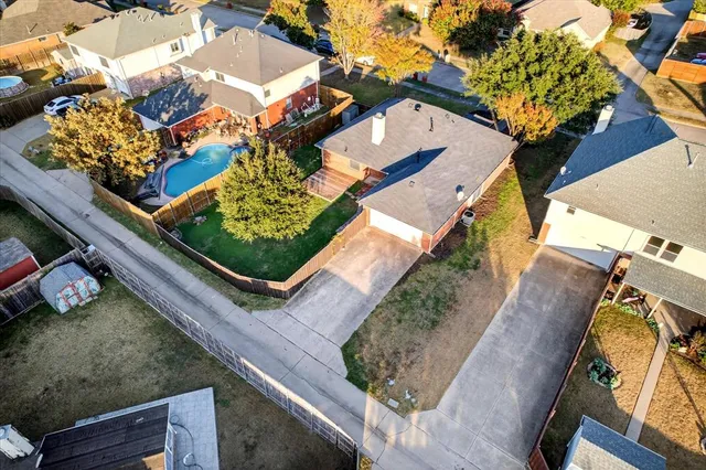 an aerial view of a house