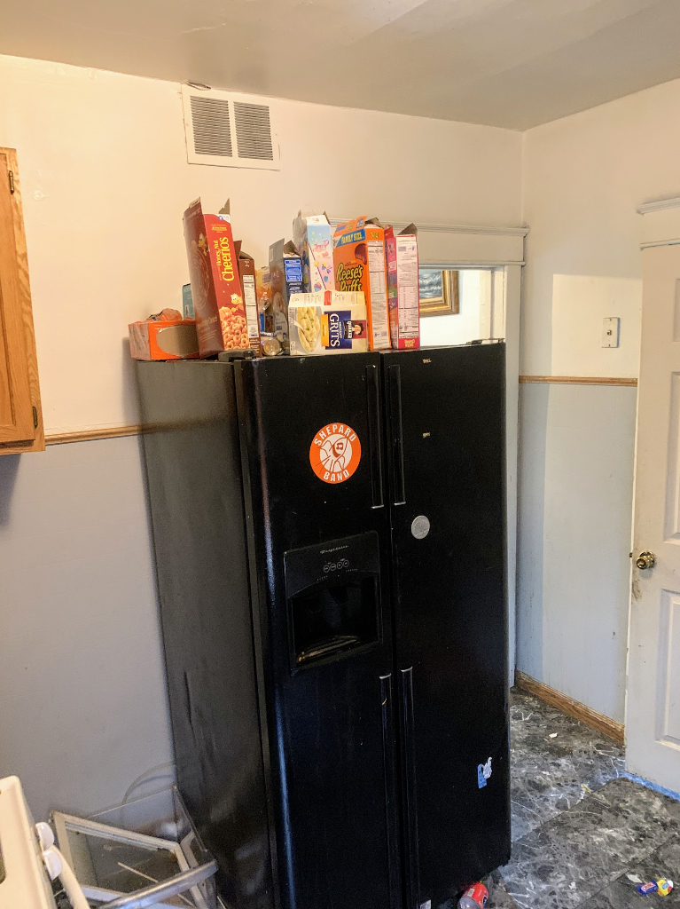 104 Pulaski Road Calumet City, IL 60409 - Photo 4 of 21 a view of cabinets with refrigerator and furniture