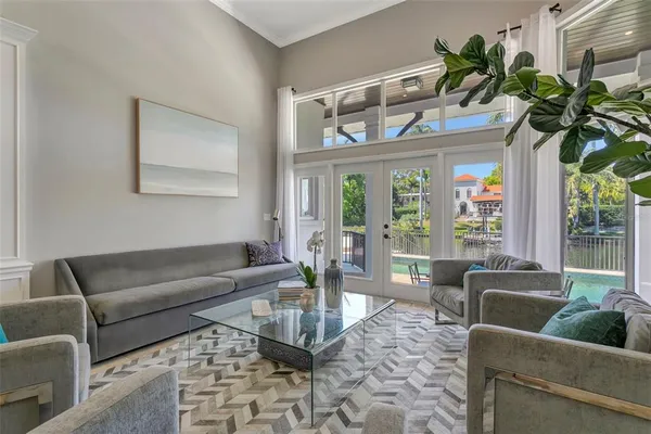 a living room with furniture