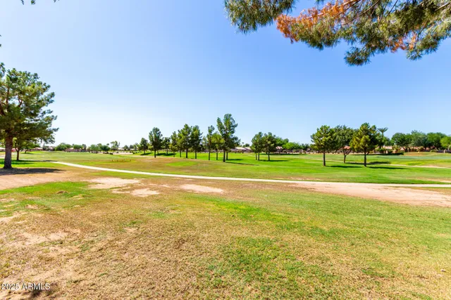 a view of a swimming pool and a yard