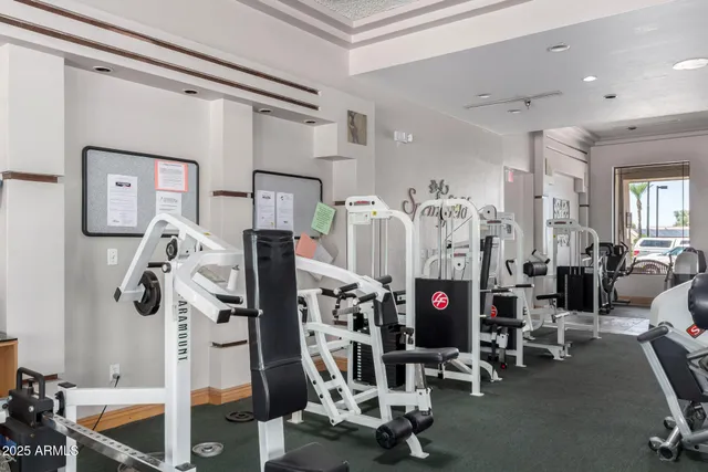 a view of a room with gym equipment