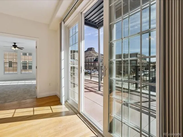 a view of a glass door with a glass door