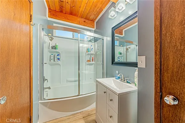 a view of a brick house with a large door