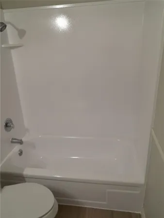 a bathroom with a toilet and a bathtub