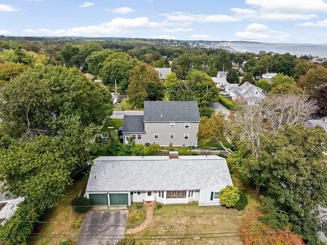 an aerial view of a house