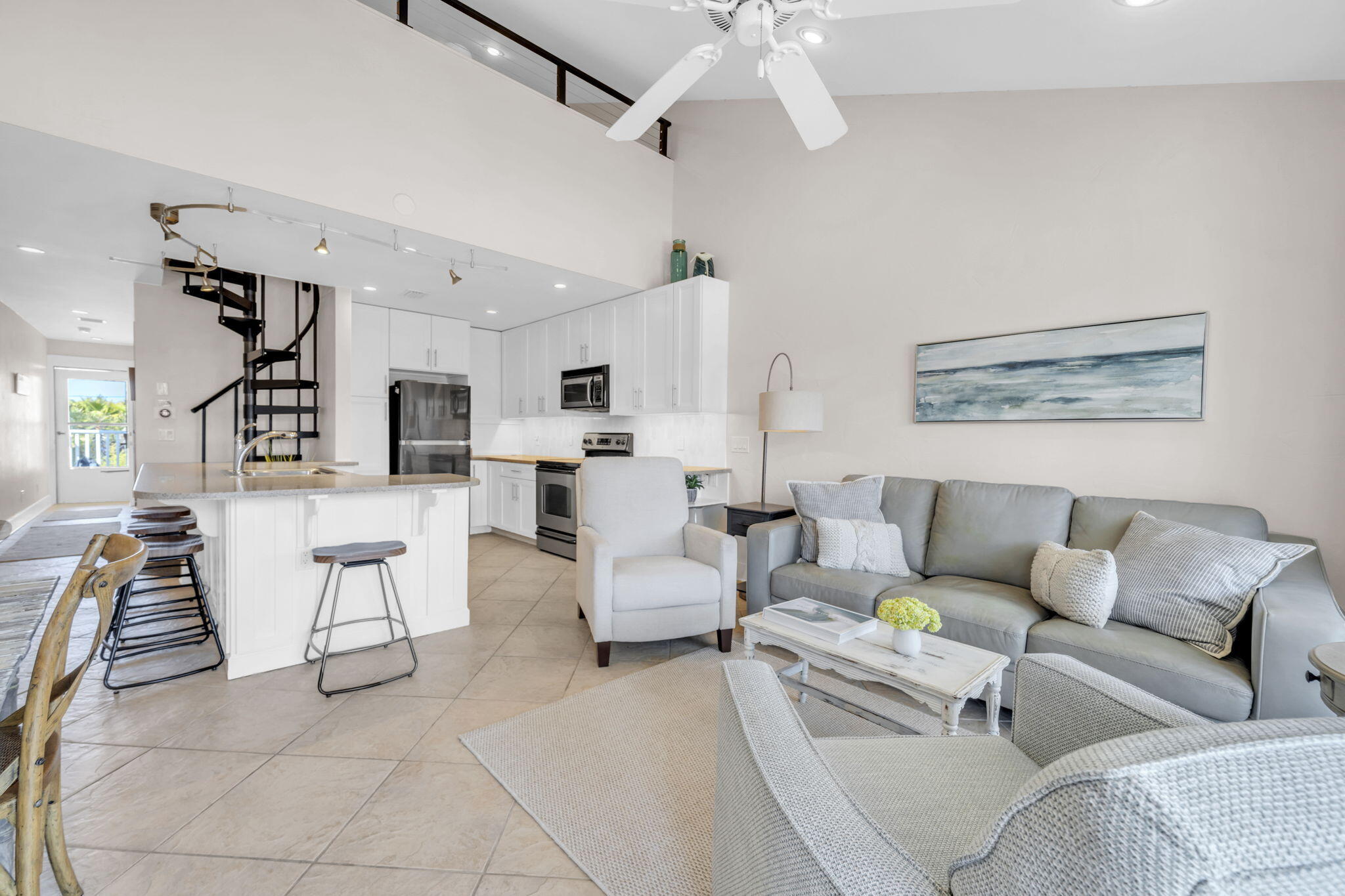 4984 West County Highway 30A, Unit 4B Santa Rosa Beach, FL 32459 - Photo 18 of 37 a living room with furniture and kitchen view