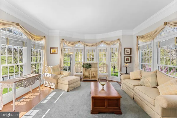a view of a livingroom with furniture window and wooden floor