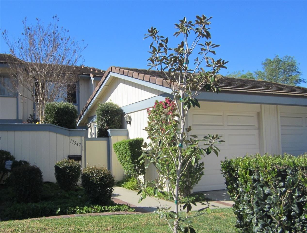 17547 Matinal Road San Diego, CA 92127 - Photo 2 of 23 Detached garage with door entering into private patio. Front yard is maintained by HOA