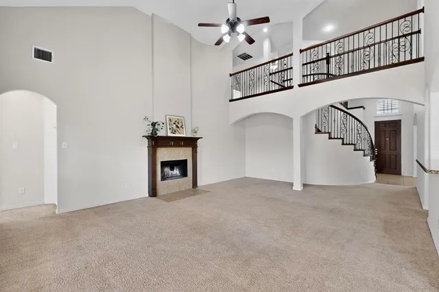 a view of a livingroom with a fireplace