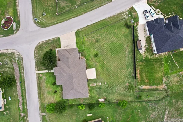 an aerial view of a house