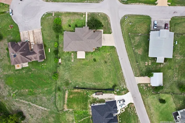 an aerial view of a house