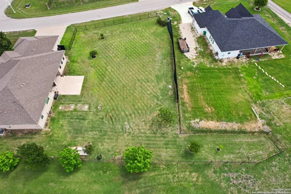 an aerial view of a house
