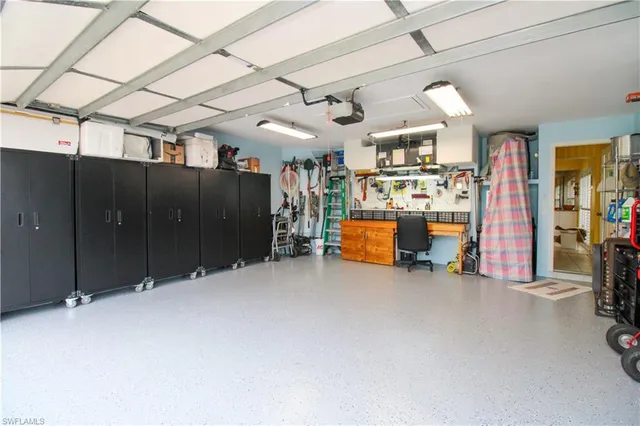 a car is parked in a garage