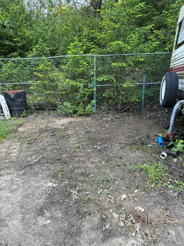 a view of a yard with a tree