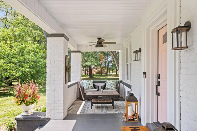 a view of balcony with patio