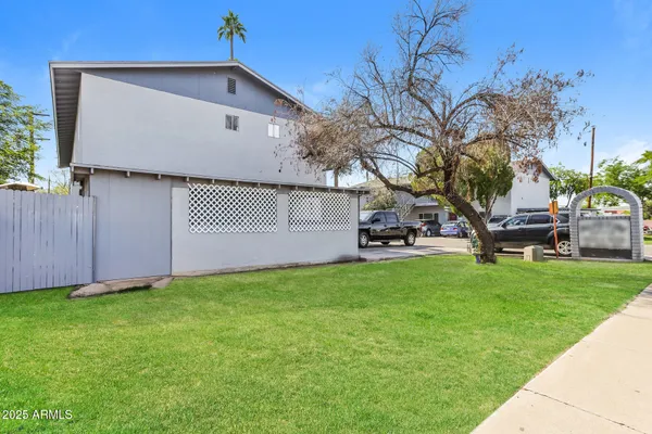 a house view with a garden space