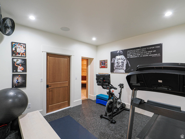 3167 South Mapleton Estates Drive Mapleton, UT 84664 - Photo 22 of 42 Workout room with baseboards and recessed lighting