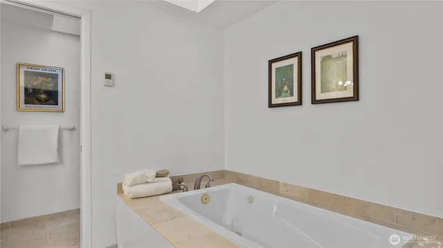 a bathroom with a bathtub