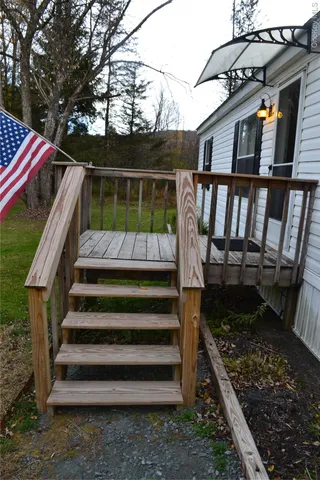 a view of a chair in the deck