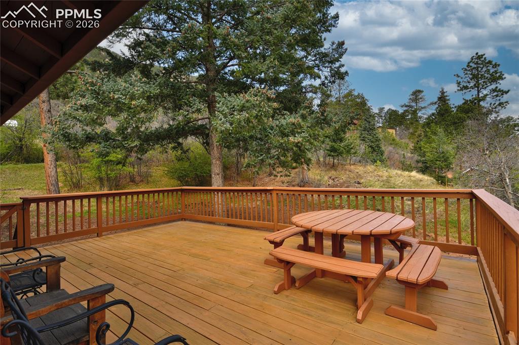 9455 Mohawk Trail Cascade, CO 80809 - Photo 20 of 33 Perfect deck for relaxing in the sun and it could hold a great group for the perfect barbeque