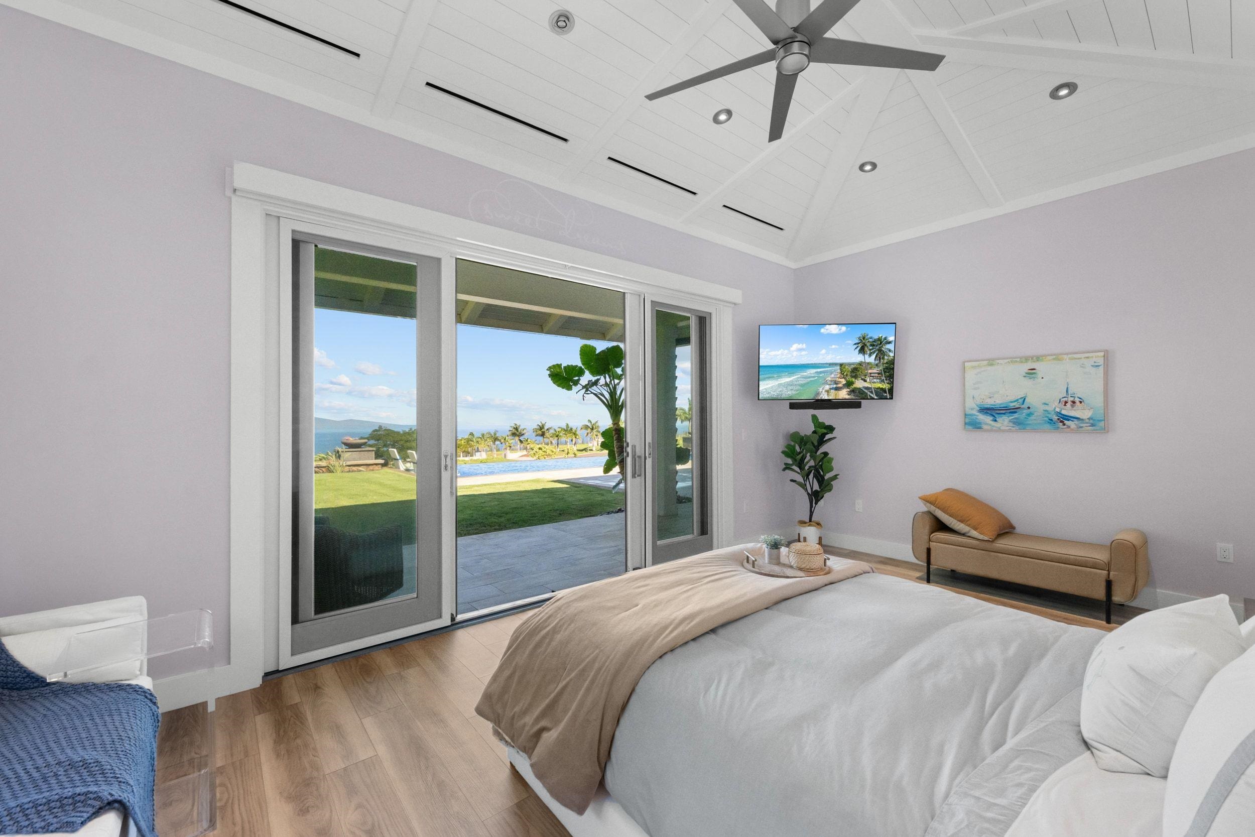 300 Mahana Ridge Street Lahaina, HI 96761 - Photo 31 of 50 a bedroom with a bed and ceiling fan