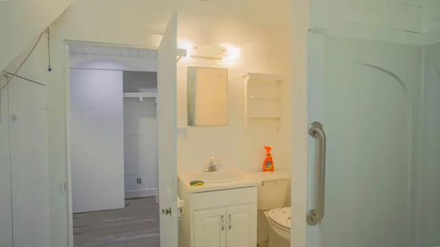 a bathroom with a shower