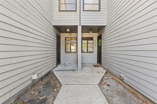 a view of a porch with a bench