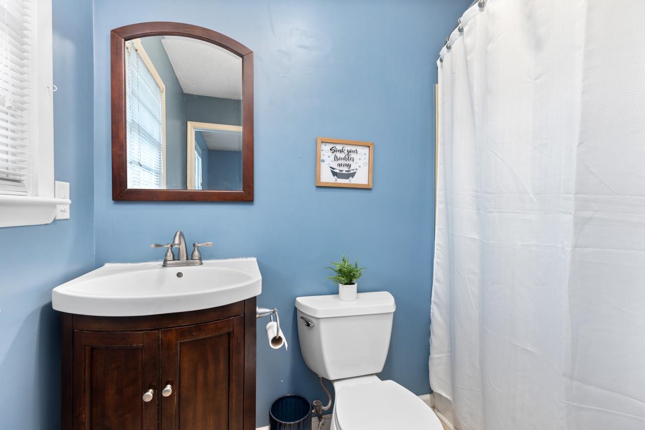 1052 Dutch Hollow Road Raphine, VA 24472 - Photo 14 of 46 a bathroom with a toilet a sink and a mirror