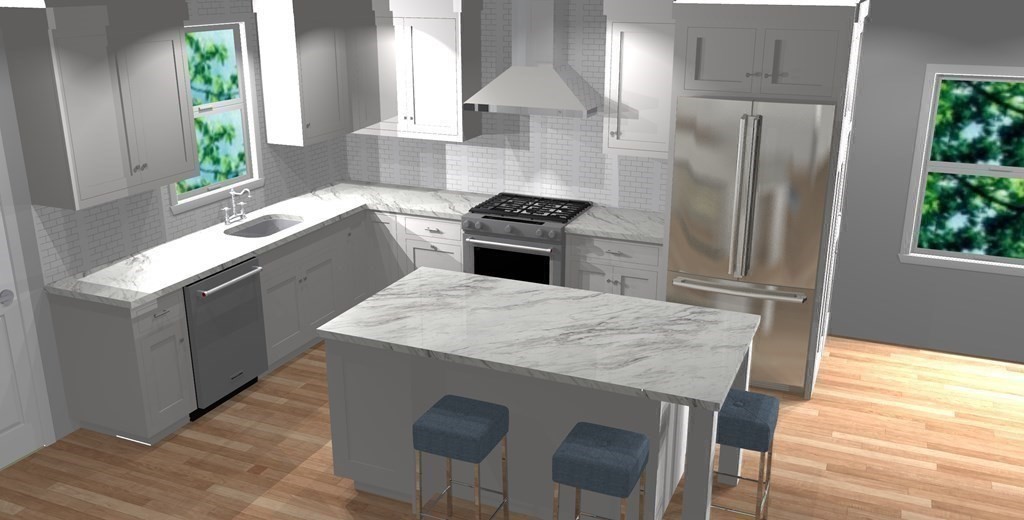 73 North Street, Unit A Hingham, MA 02043 - Photo 12 of 16 a kitchen with stainless steel appliances kitchen island a table chairs in it and wooden floors