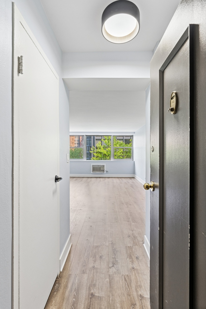 253 East Delaware Place, Unit 4D Chicago, IL 60611 - Photo 3 of 14 a view of hallway with wooden floor