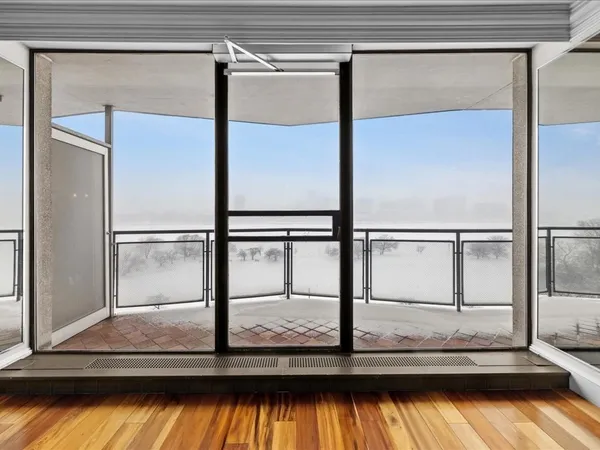 a view of a glass door