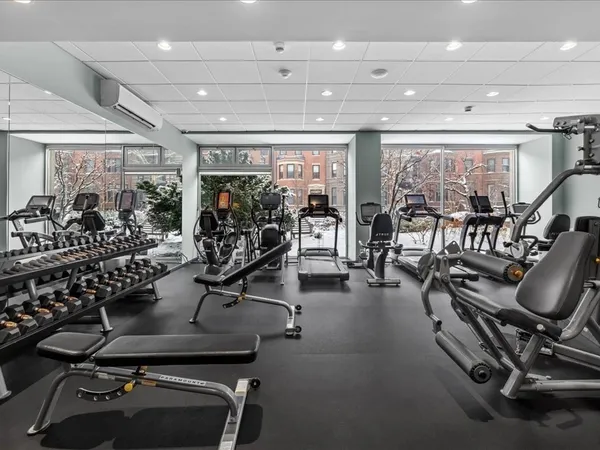 a view of a room with gym equipment