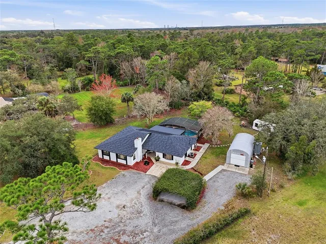 an aerial view of a house