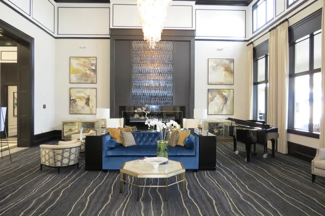 a view of a swimming pool with a lounge chairs