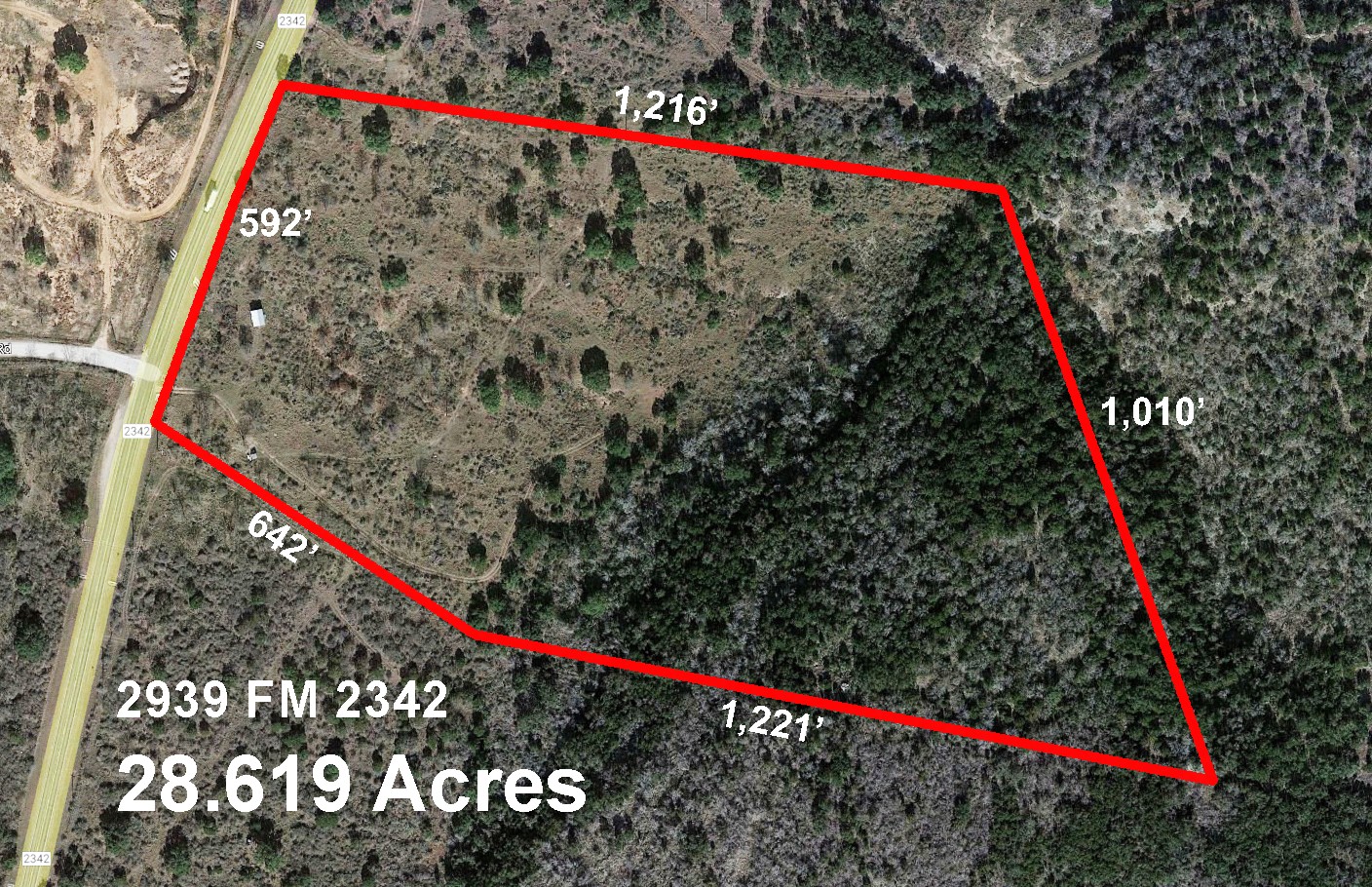 2939 Fm-2342 Road Burnet, TX 78611 - Photo 2 of 28 Aerial view of the great mix of natural open space and heavy tree cover