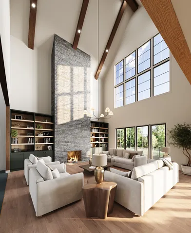 a living room with furniture fireplace and a flat screen tv