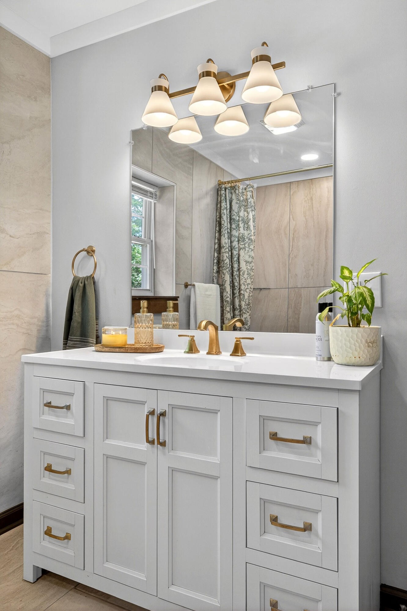 9388 Harrison Ferry Road McMinnville, TN 37110 - Photo 14 of 41 a bathroom with a sink vanity granite and a mirror