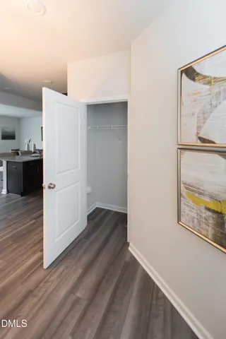 a view of kitchen with wooden floor